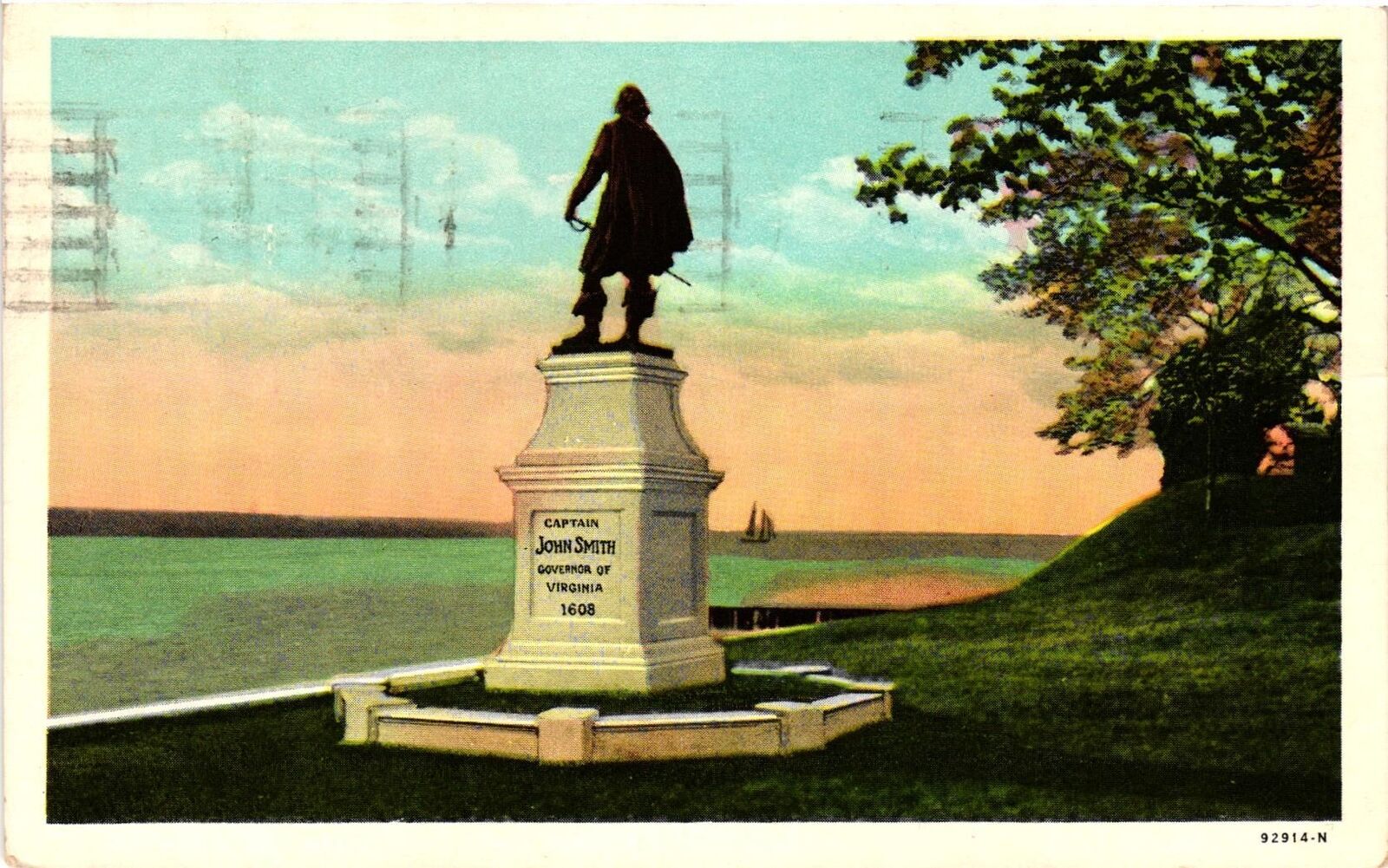 Vintage Postcard- CAPTAIN JOHN SMITH, JAMESTOWN ISLAND, VA.