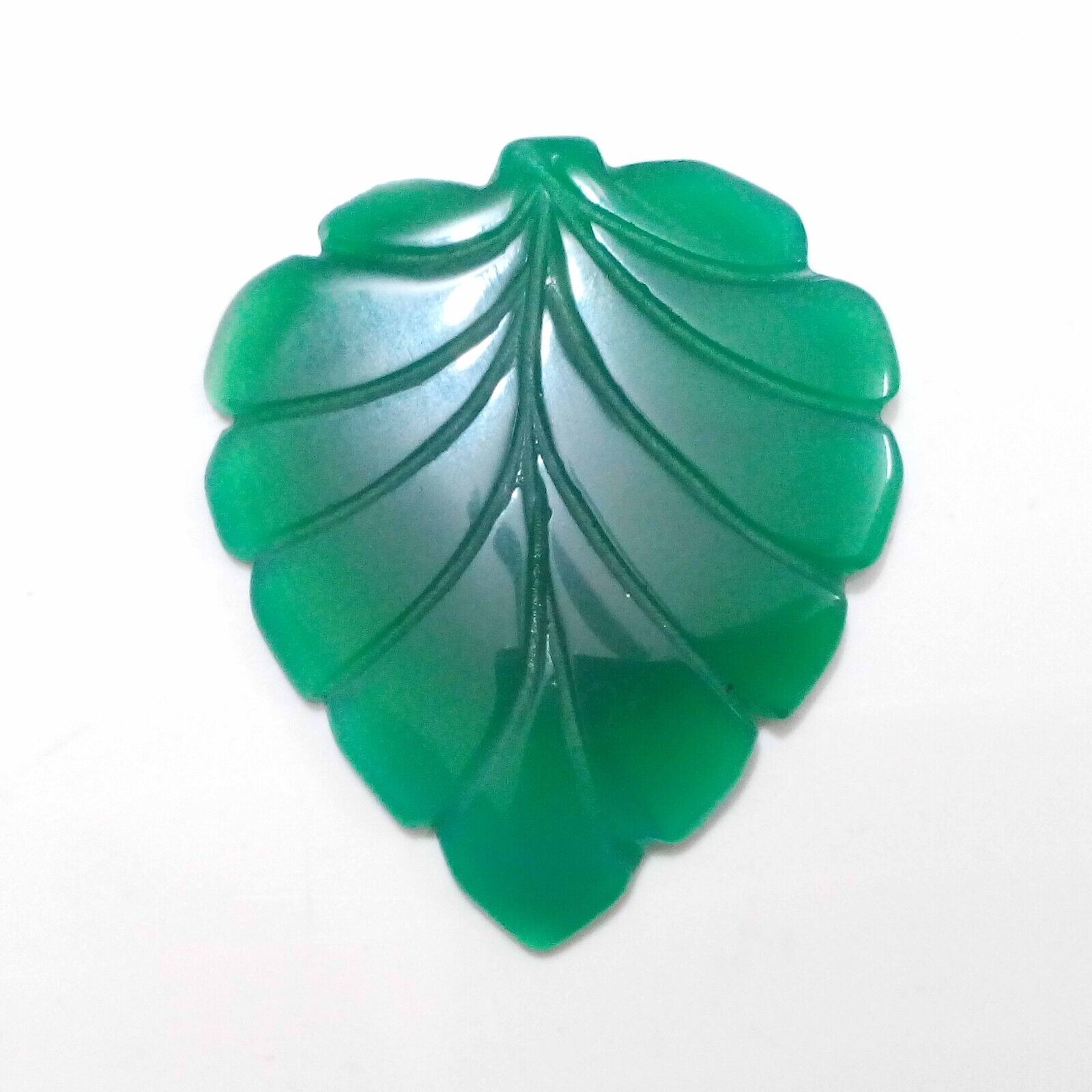 Ultimate Green Onyx Carving Leaf Shape 40 Crt Green Onyx Loose Gemstone
