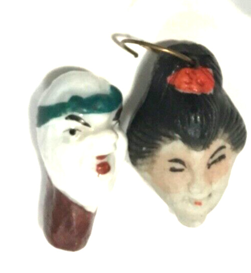 Vintage pair:Asian portrait whistle,