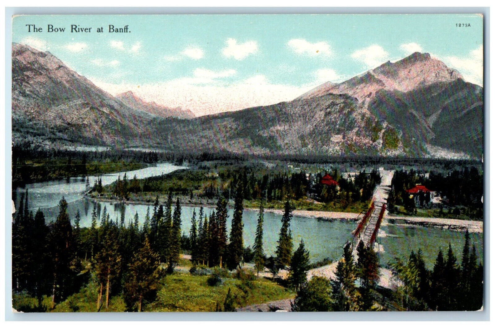 c1910 The Bow River Mountain at Banff Alberta Canada Vintage Postcard