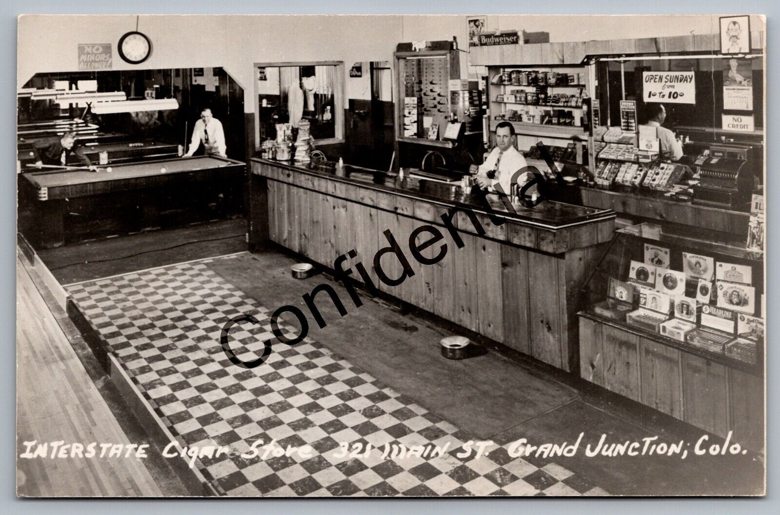 Real Photo Interior Pool Hall Cigar Store Grand Junction Colorado CO RP RPPC L-9