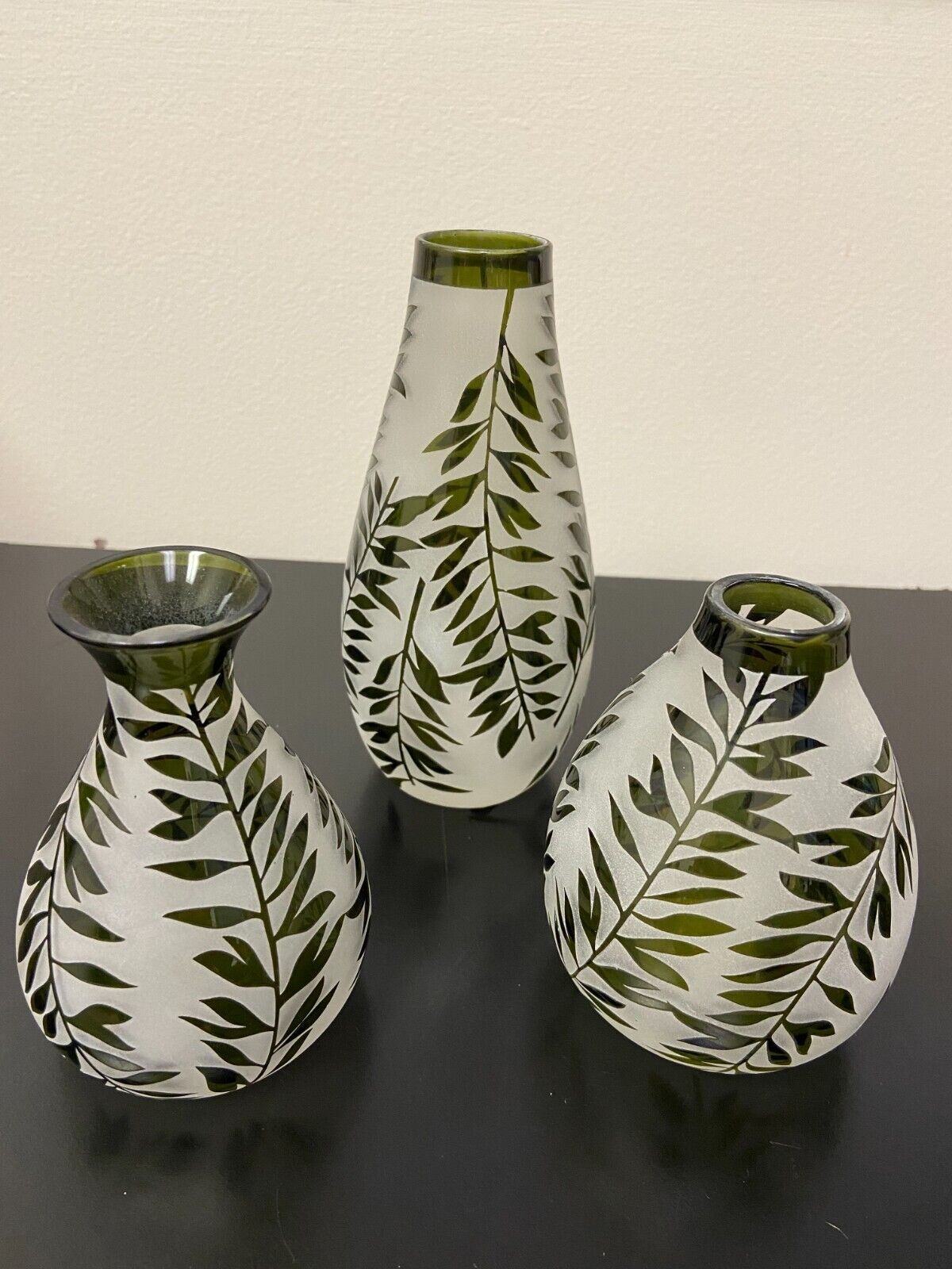 Lenox Botanical Boutique Green Glass Posy Vases - Set of Three, New
