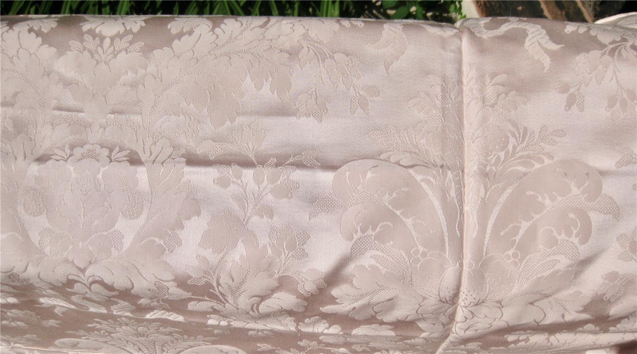 vintage SOFT PINK Cotton DAMASK Upholstery Drapery FABRIC unused GREAT per 1Yard