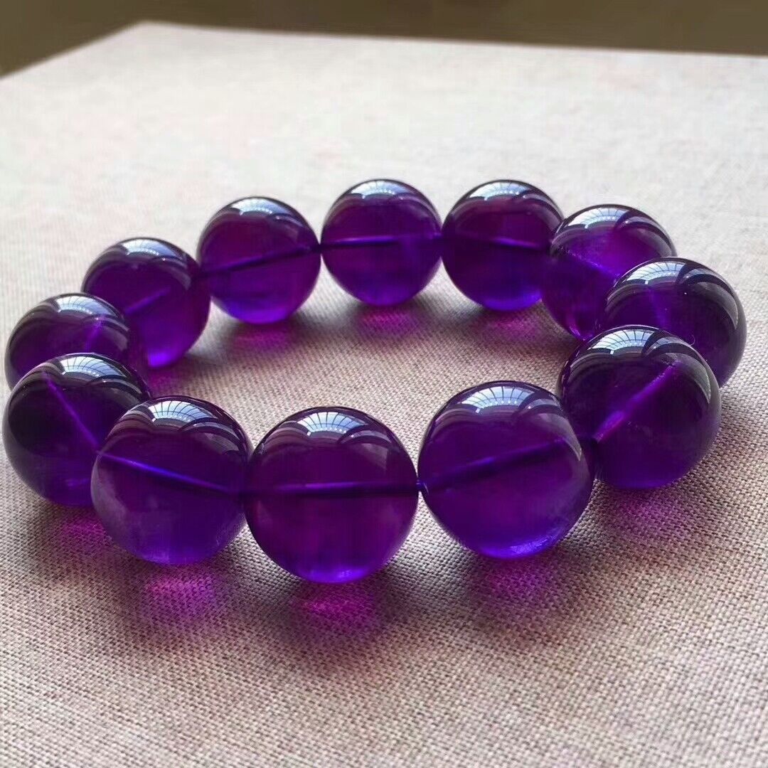 Natural Purple Amethyst Quartz Round Big Beads Healing Bracelet 20mm AAAA