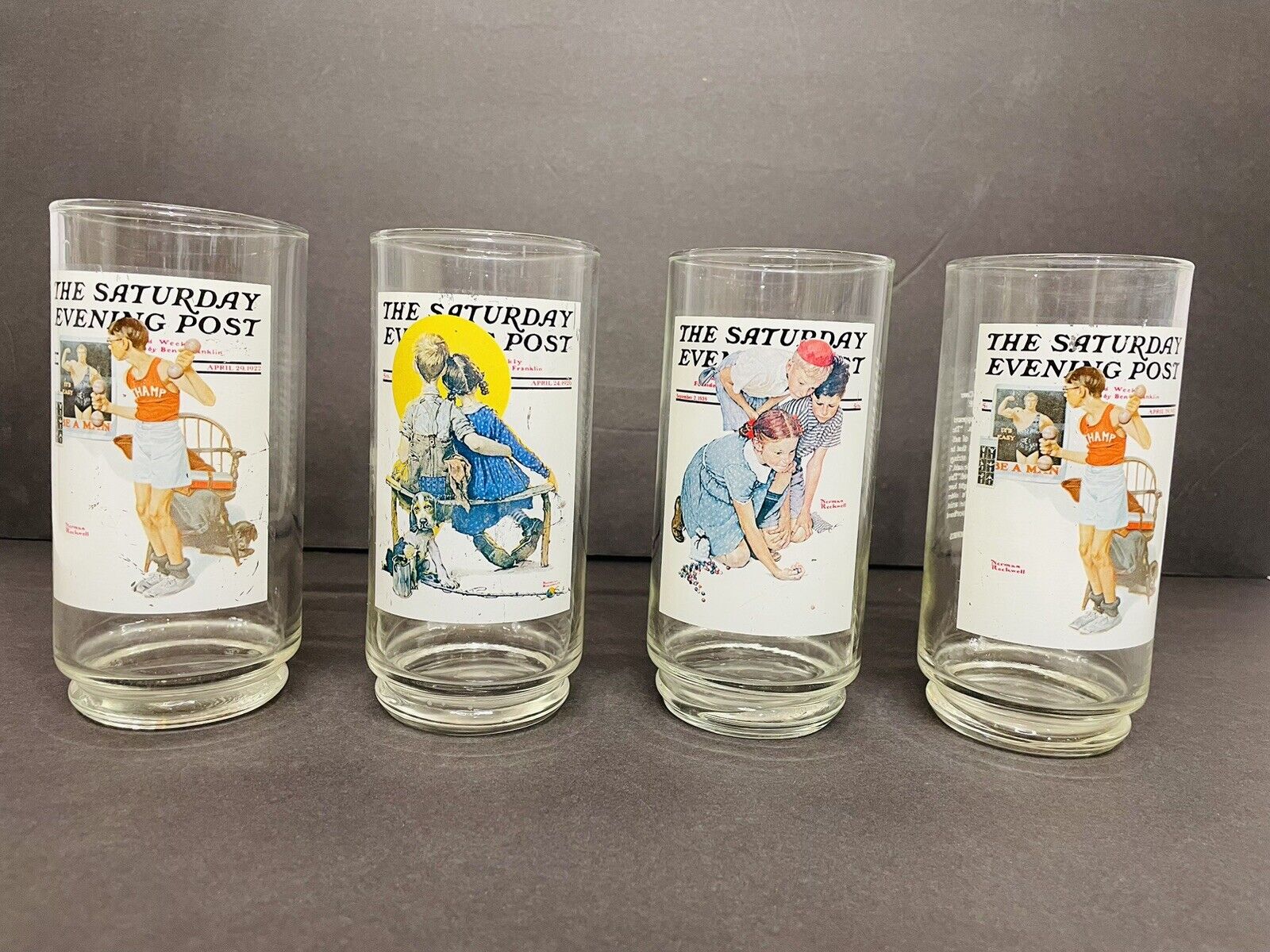 Vintage 1987 Arby’s The Saturday Evening Post Summer Scenes Lot Of 4 Glasses