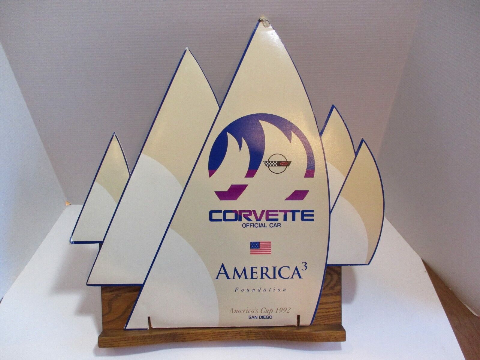 Vintage Chevrolet Corvette dealer poster official car Americas Cup sailing 1992