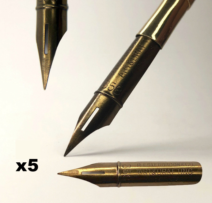x5 NEW Esterbrook 358 Pen Nibs Vintage Dip Pen Bronze Dreampoint Fine Flexy