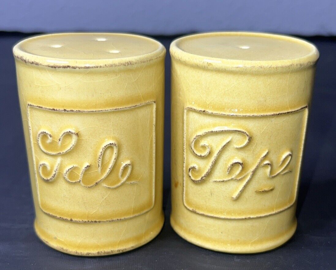 Vintage Italian Hand-painted Salt & Pepper Shakers Ceramic Marigold Earthenware