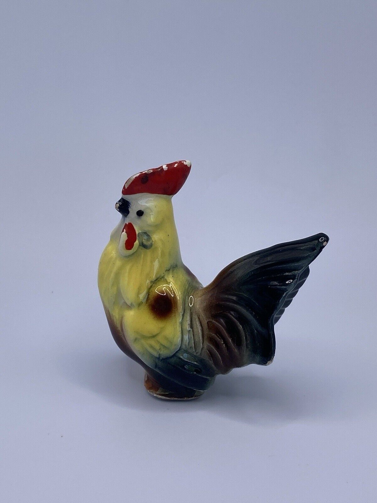VINTAGE ROOSTER PORCELAIN FIGURINE FARMHOUSE DECOR  Miniature Rooster As Is