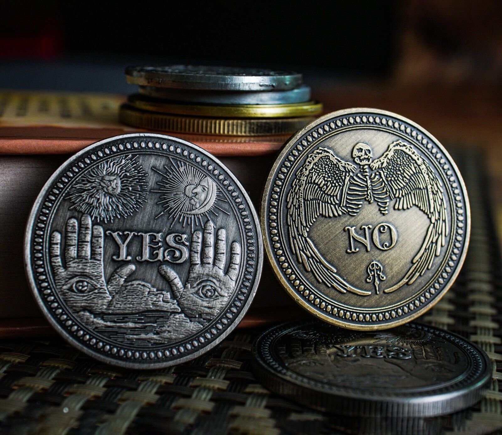 Decision Coin | Yes & No Metal Coin | Antique Gold | Flip Coin | Ouija | Oracle