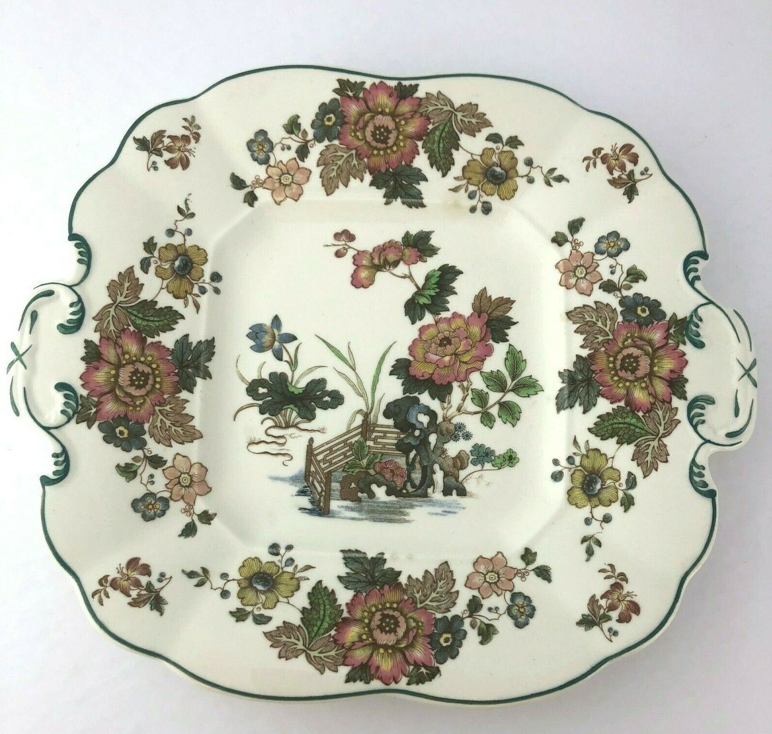 Vintage Wedgwood Eastern Flowers Square Plate Dinner Plate Dinnerware