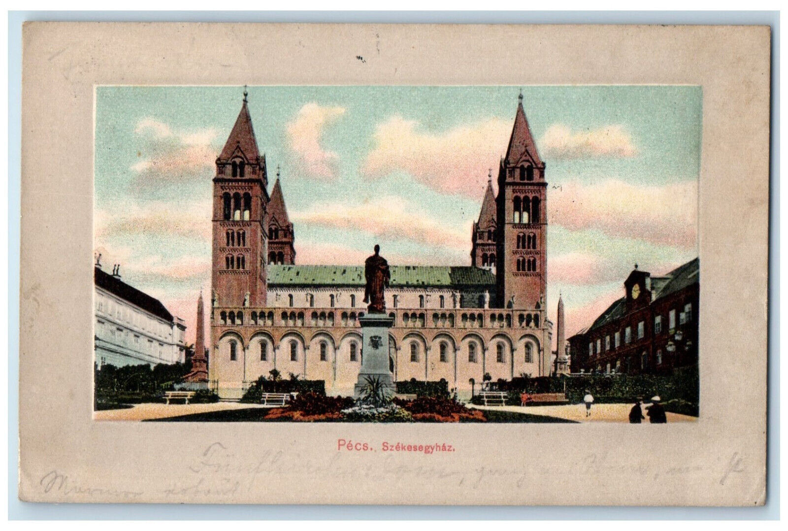 Pecs Hungary Postcard Building of Pécs Cathedral c1910 Antique Posted
