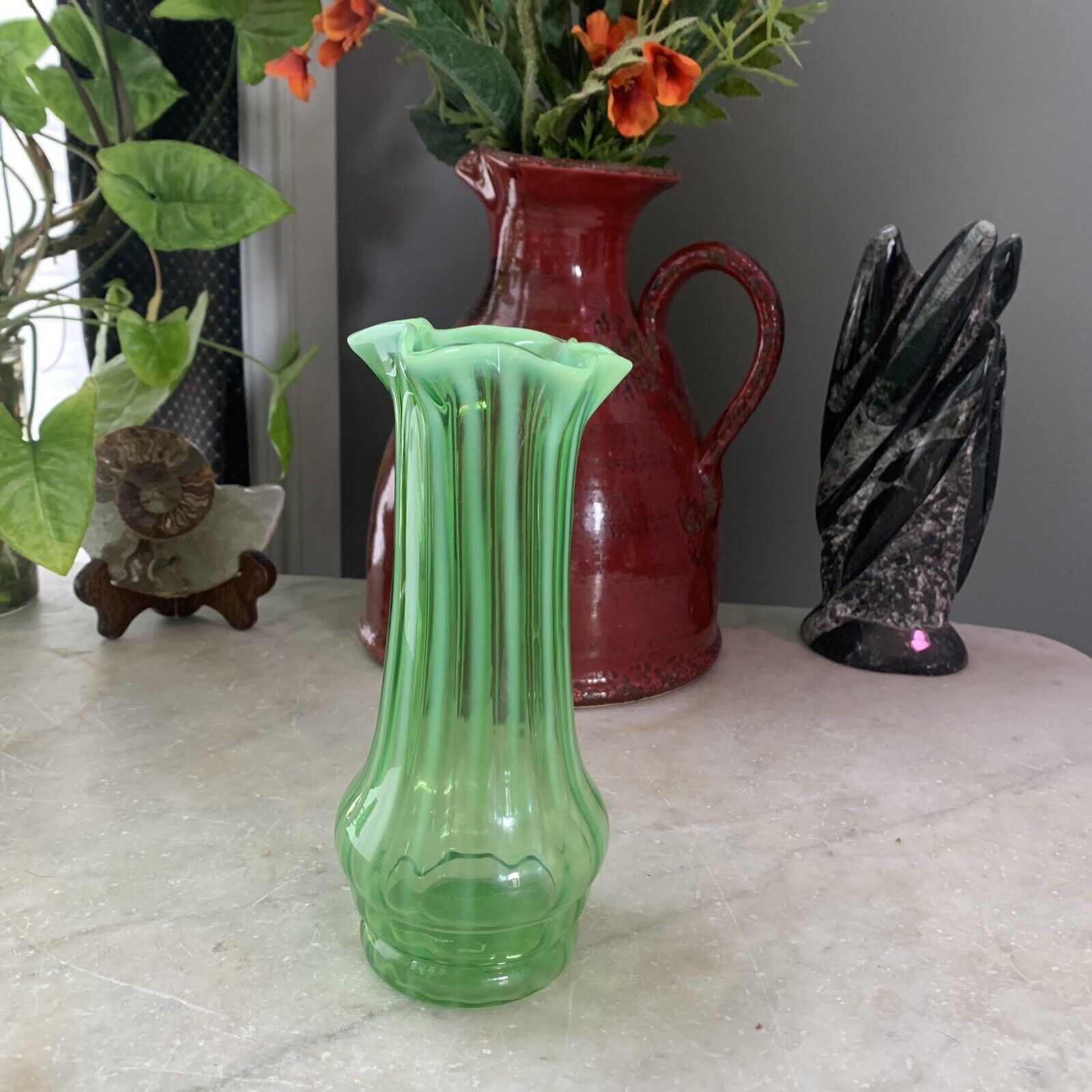 Antique Handblown Fluted Vase Made In Italy Late 1800s Rare