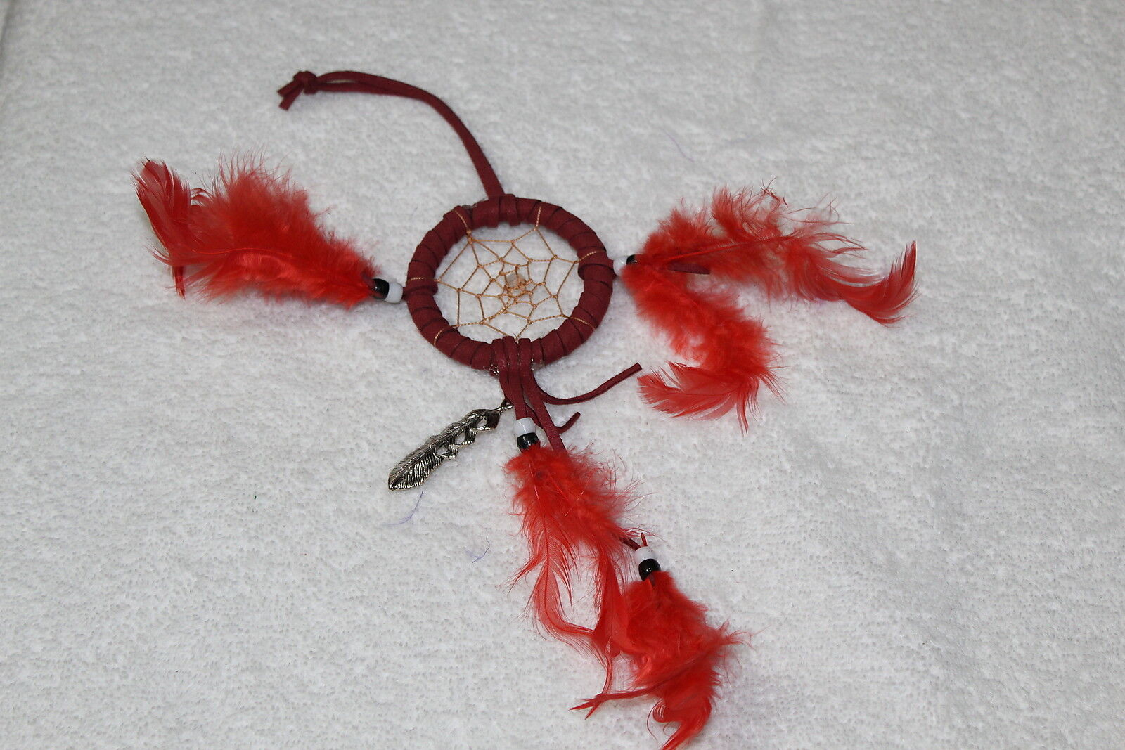 DREAMCATCHER INDIAN FEATHER FEATHERS BURGUNDY COLOR (CIT63) (SMALL)