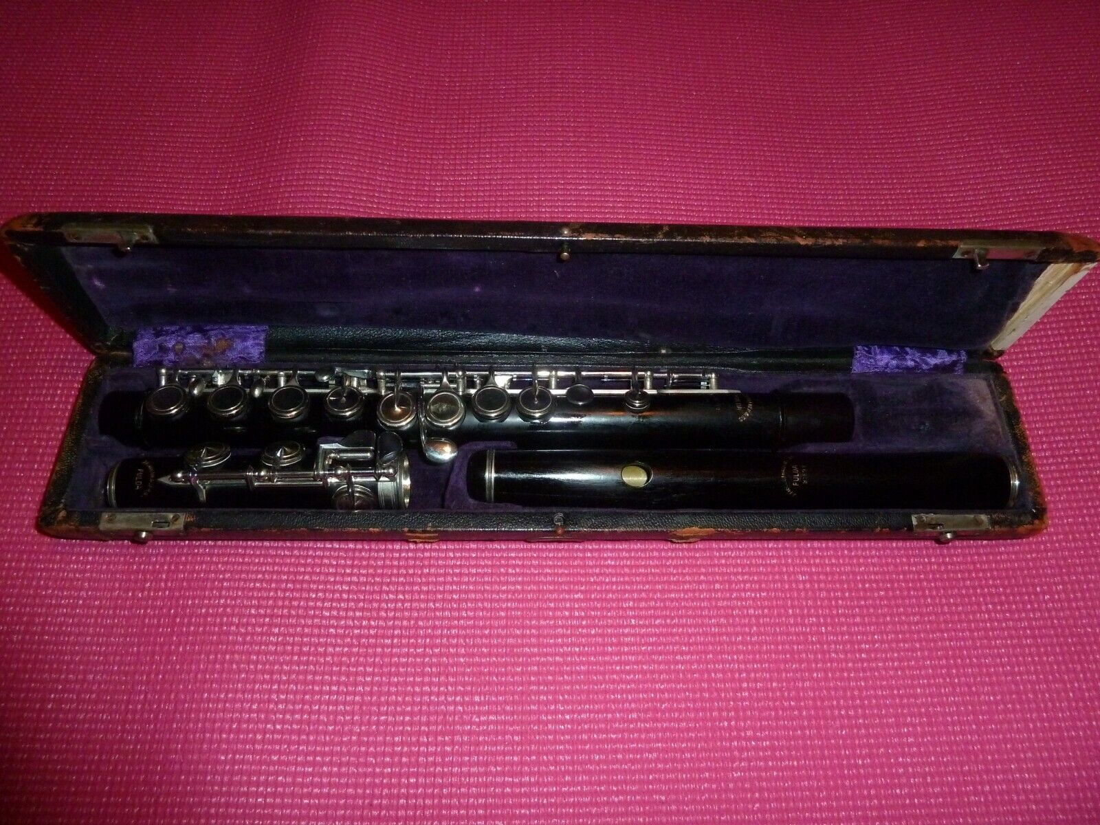 Rare Historical Handmade Antique German Grenadilla Flute C by J. MollenHauer