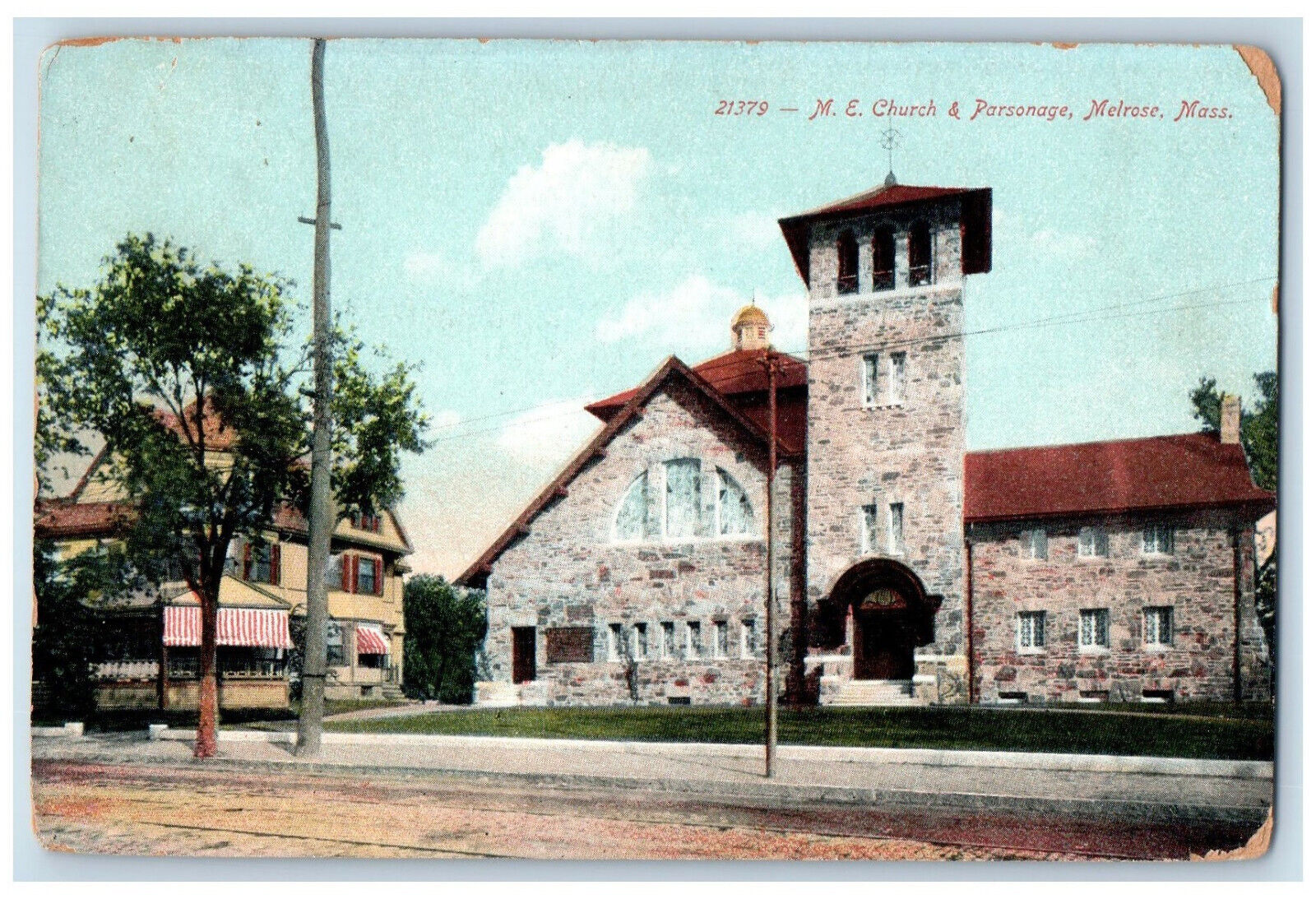 c1910 M.E. Church & Parsonage Melrose Massachusetts MA Unposted Postcard
