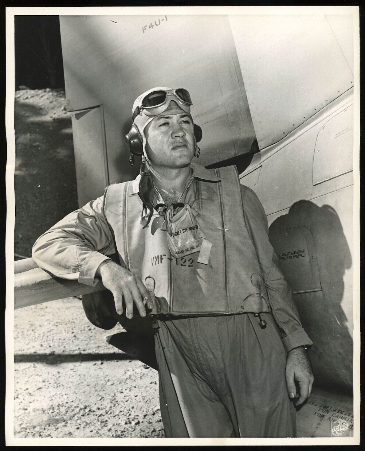 Major Pappy Boyington 1943 Marine Ace WWII Type 1 Original Photo Record 28 Kills