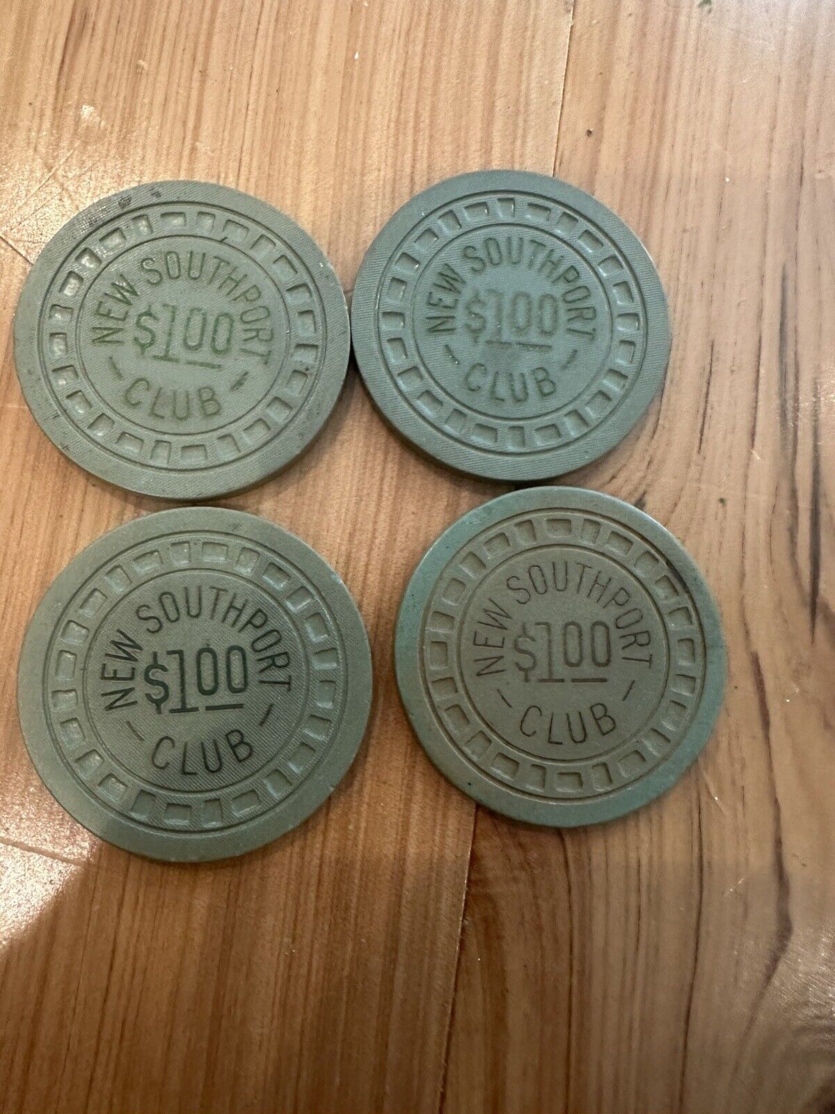 Vintage Illegal Gambling Chips New Orleans New Southport Club Lot Of Four 4