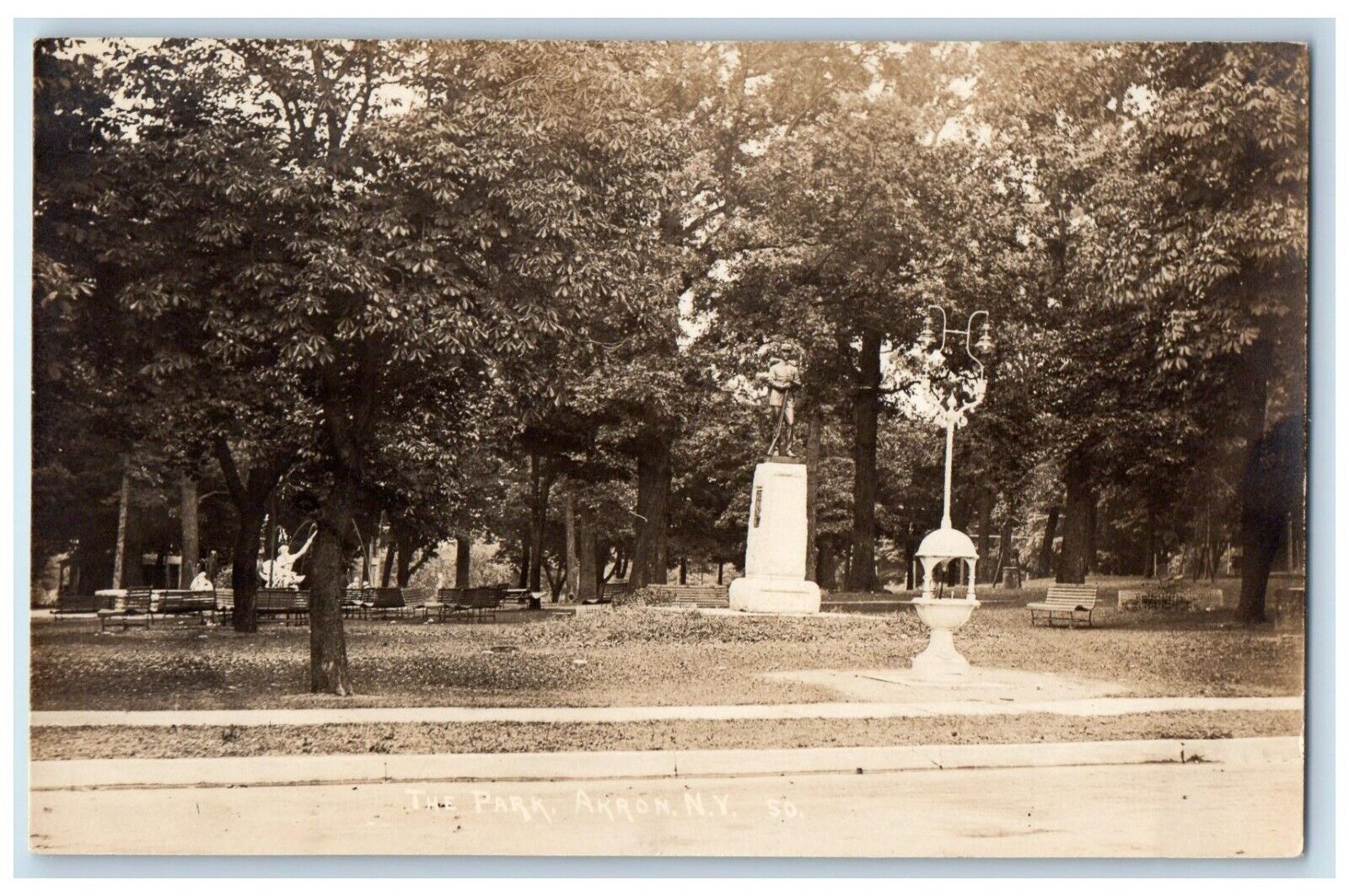 c1910's Park Monument Erie County Akron New York NY RPPC Photo Antique Postcard