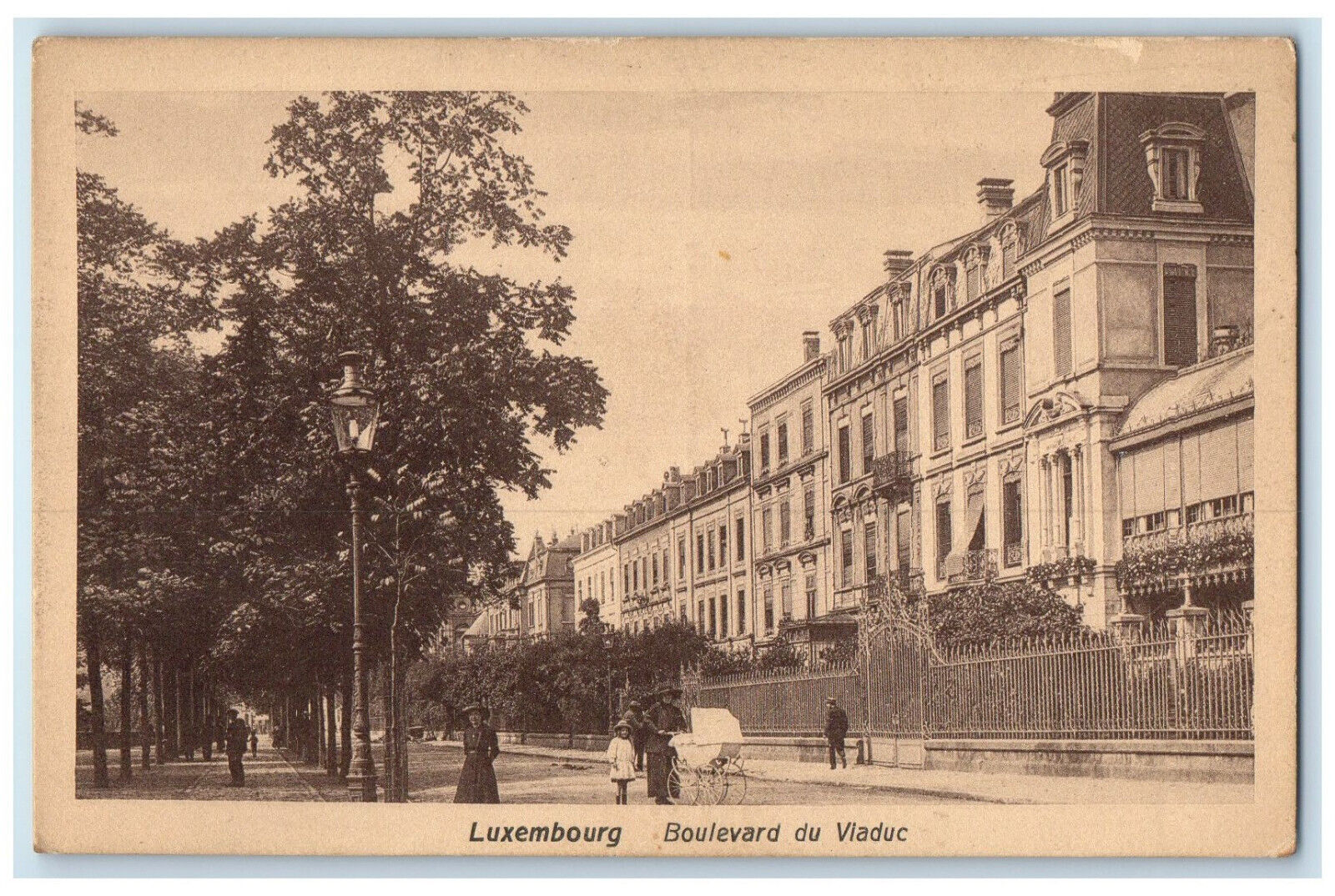 c1920's Road Scene Boulevard Du Viaduc Luxembourg Unposted Antique Postcard