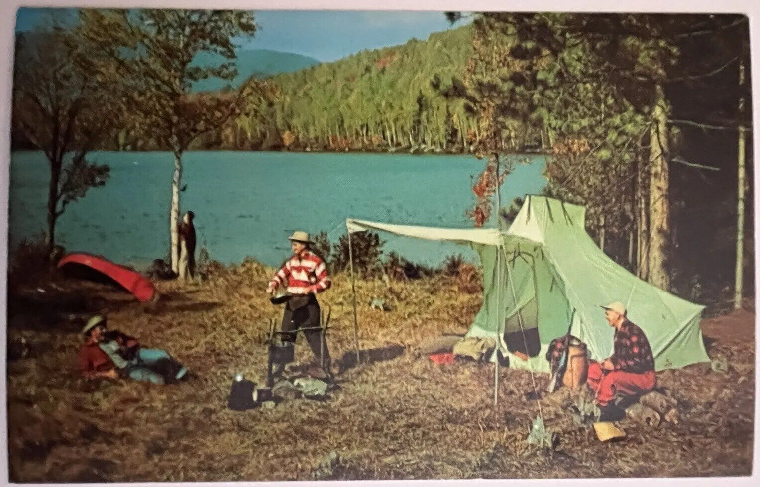 Pocono Mountains Pennsylvania People Camping Postcard c1950