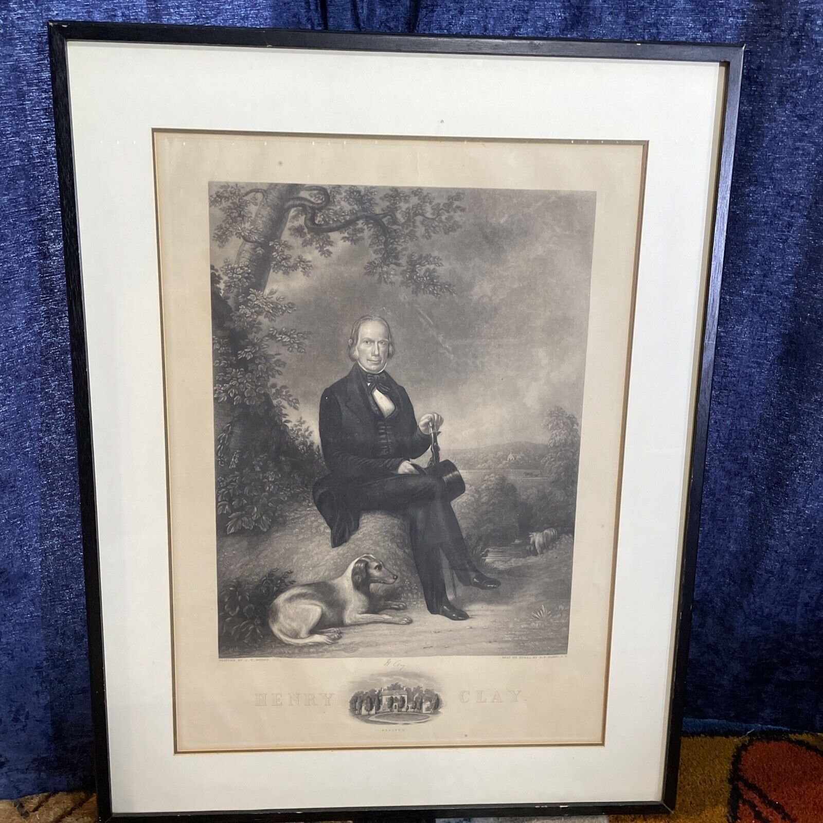 Rare Historical 1843 Henry Clay Engraving By J.W. Dodge, First Printing, Framed.