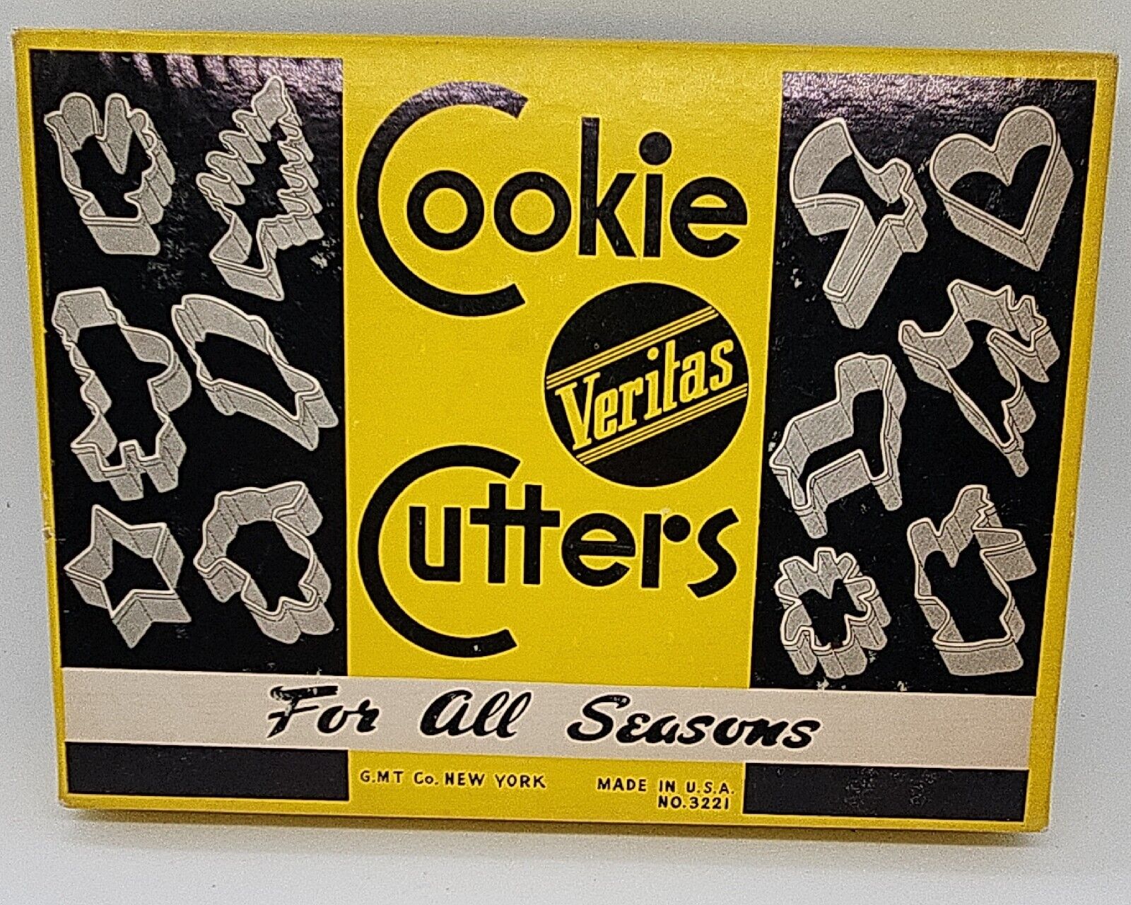 Vintage Veritas For All Seasons Tin Metal 12 Cookie Cutters Fun Shapes #3221