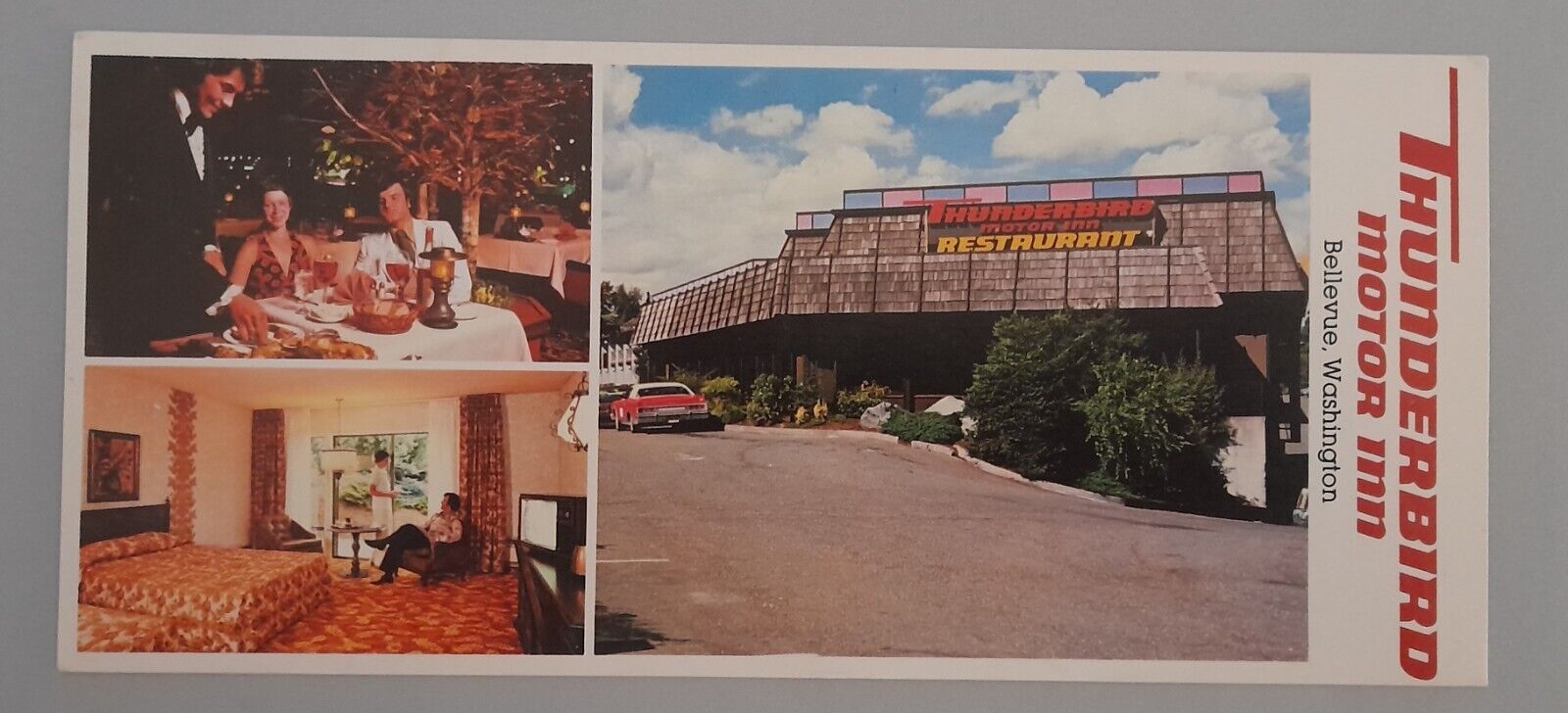 Vintage Thunderbird Motor Inn Bellevue Washington WA Panorama Chrome Postcard
