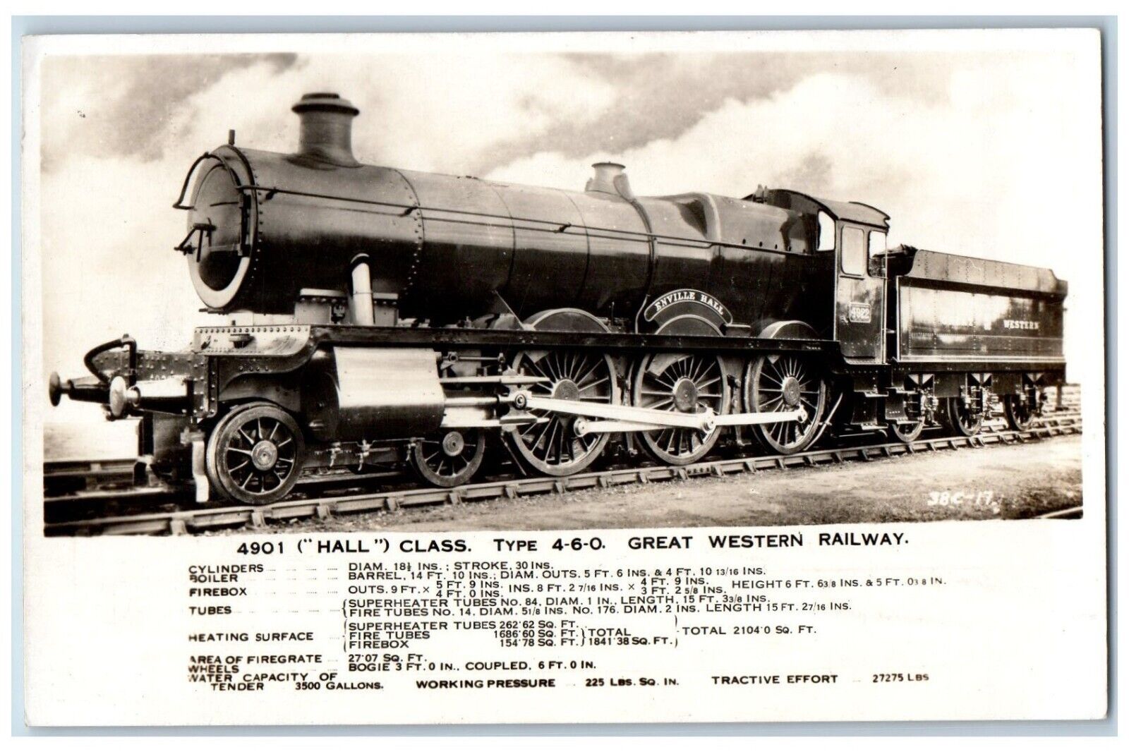 Enville Hall Train Postcard RPPC Photo Great Western Railway c1930\'s Vintage