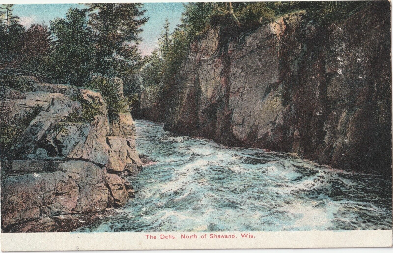 The Dells, North of Shawano, Wisconsin WI-antique unposted postcard
