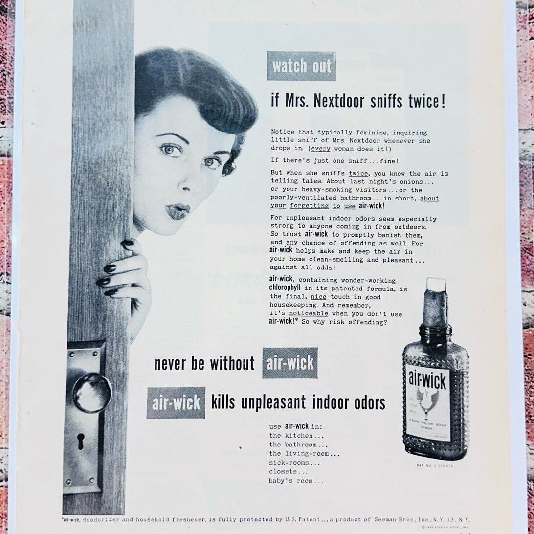 1949 Airwick - Woman Peeking Around Door - Mrs. Nextdoor - Original PRINT AD