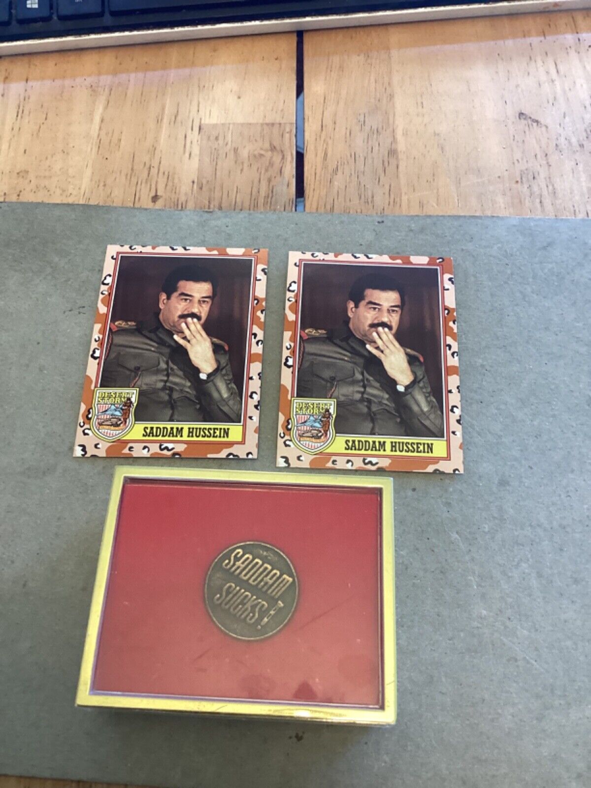 2 1991 Desert Storm cards nm and bonus item.