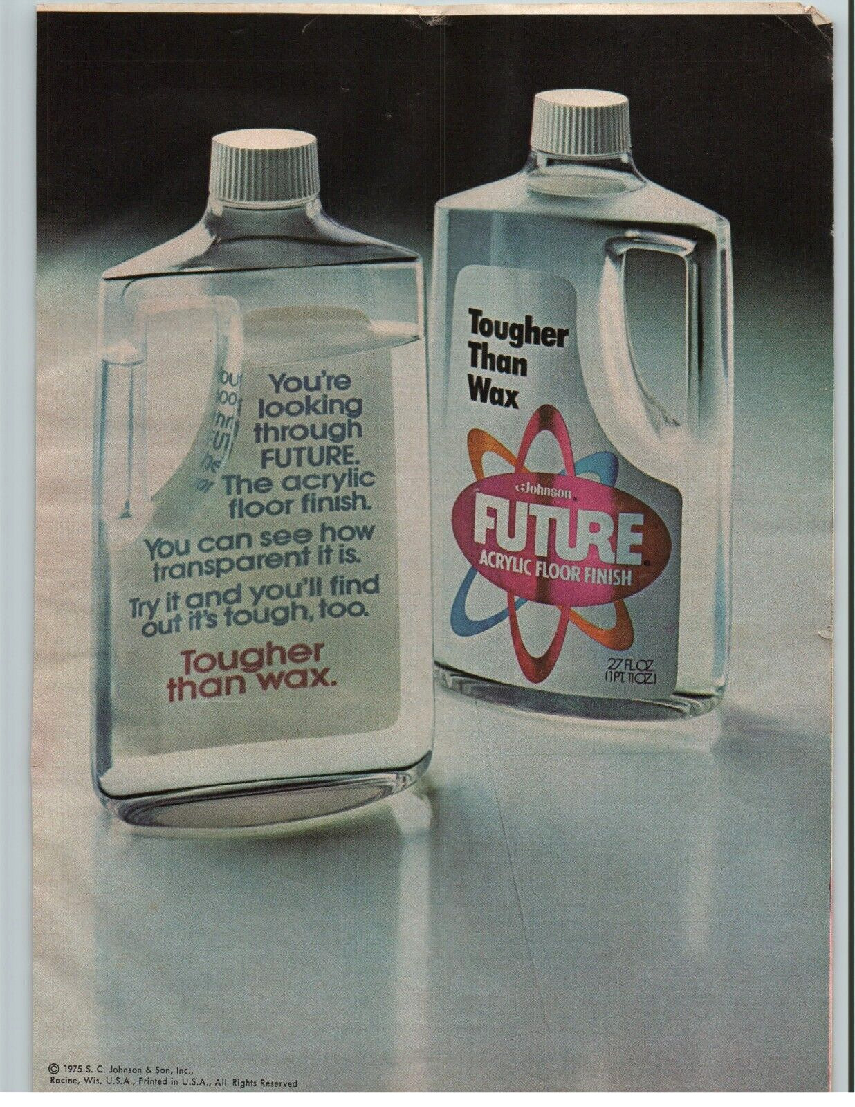 Vintage Future Floor Cleaner Print Ad 1976 Acrylic Finish Tougher Than Wax