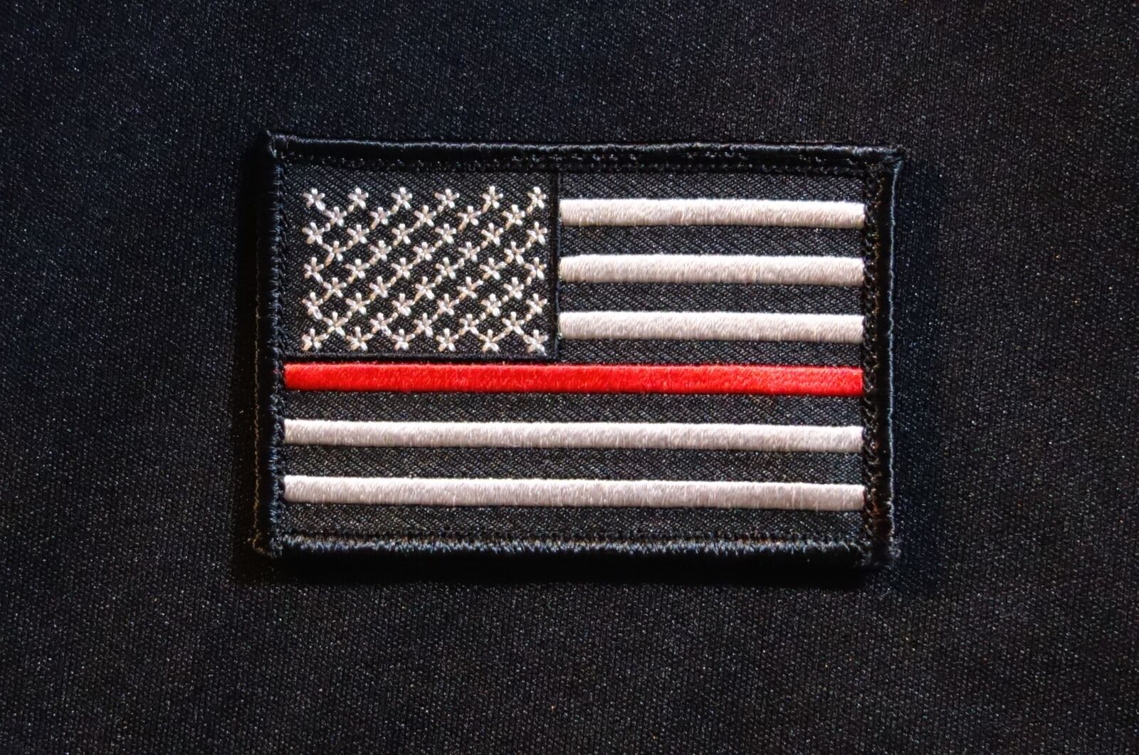 Firefighter Thin Red Line United States Flag Patch Fire & Rescue EMT EMS Hook 
