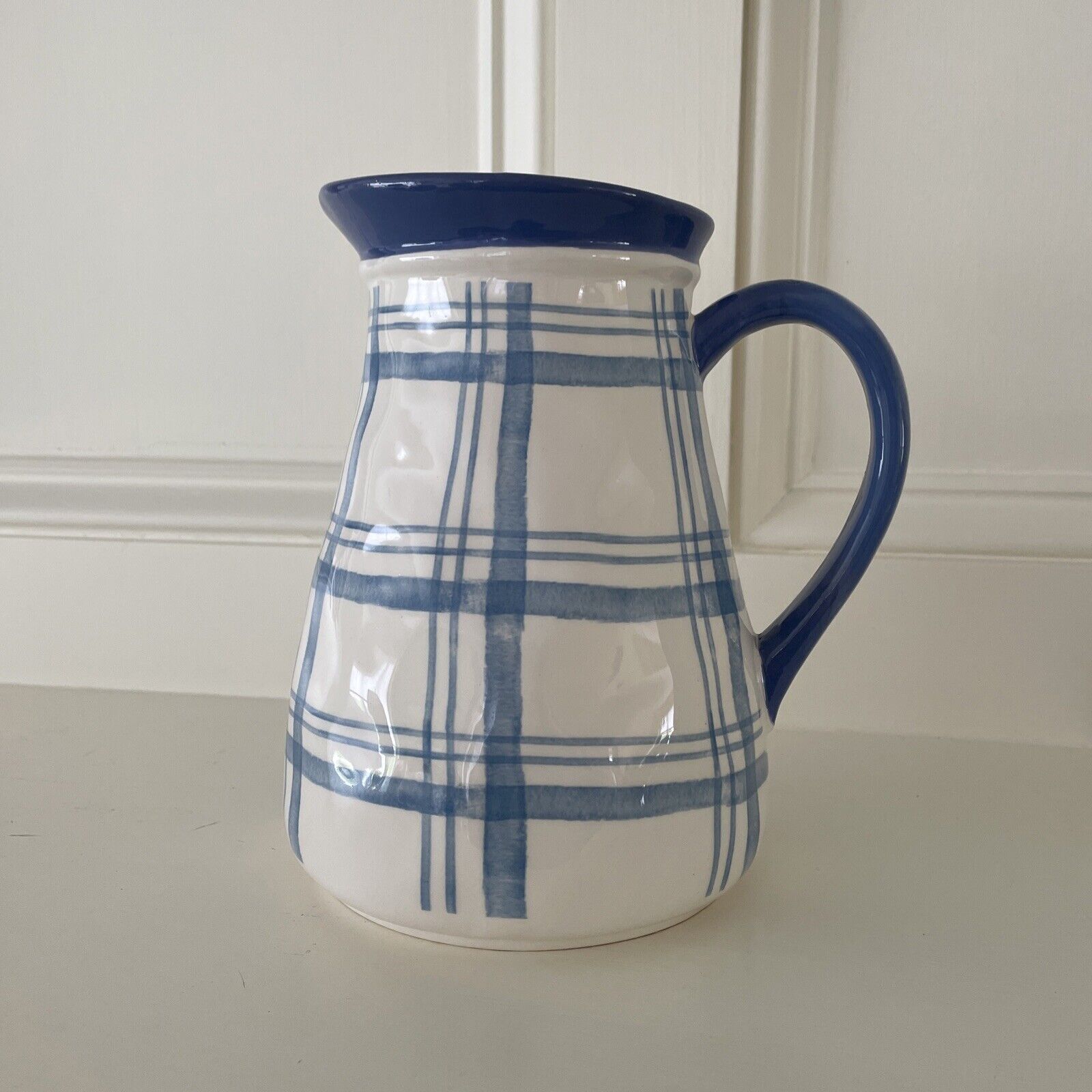 NWT Pier 1 White and Blue Pitcher