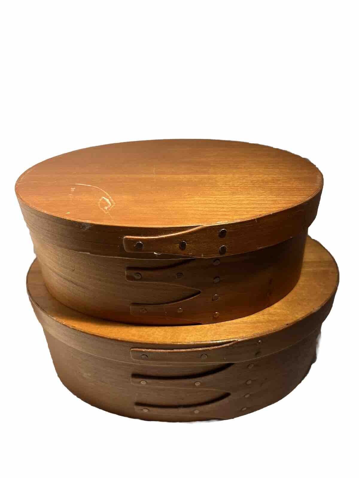 Vintage Wooden Shaker Storage Boxes - Set of 2