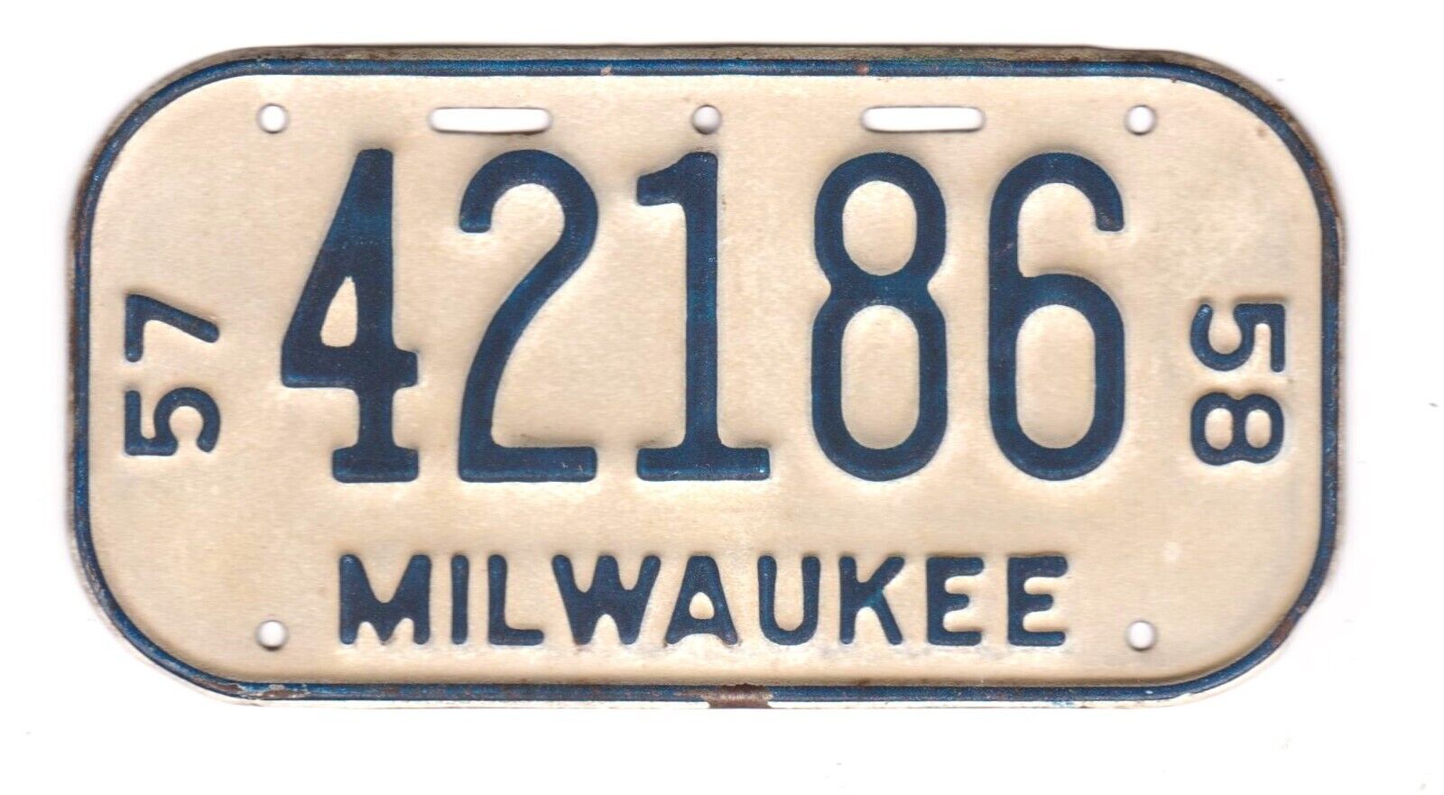 Vintage Milwaukee 1957-\'58 OEM Bicycle License Plate; Rat Rod