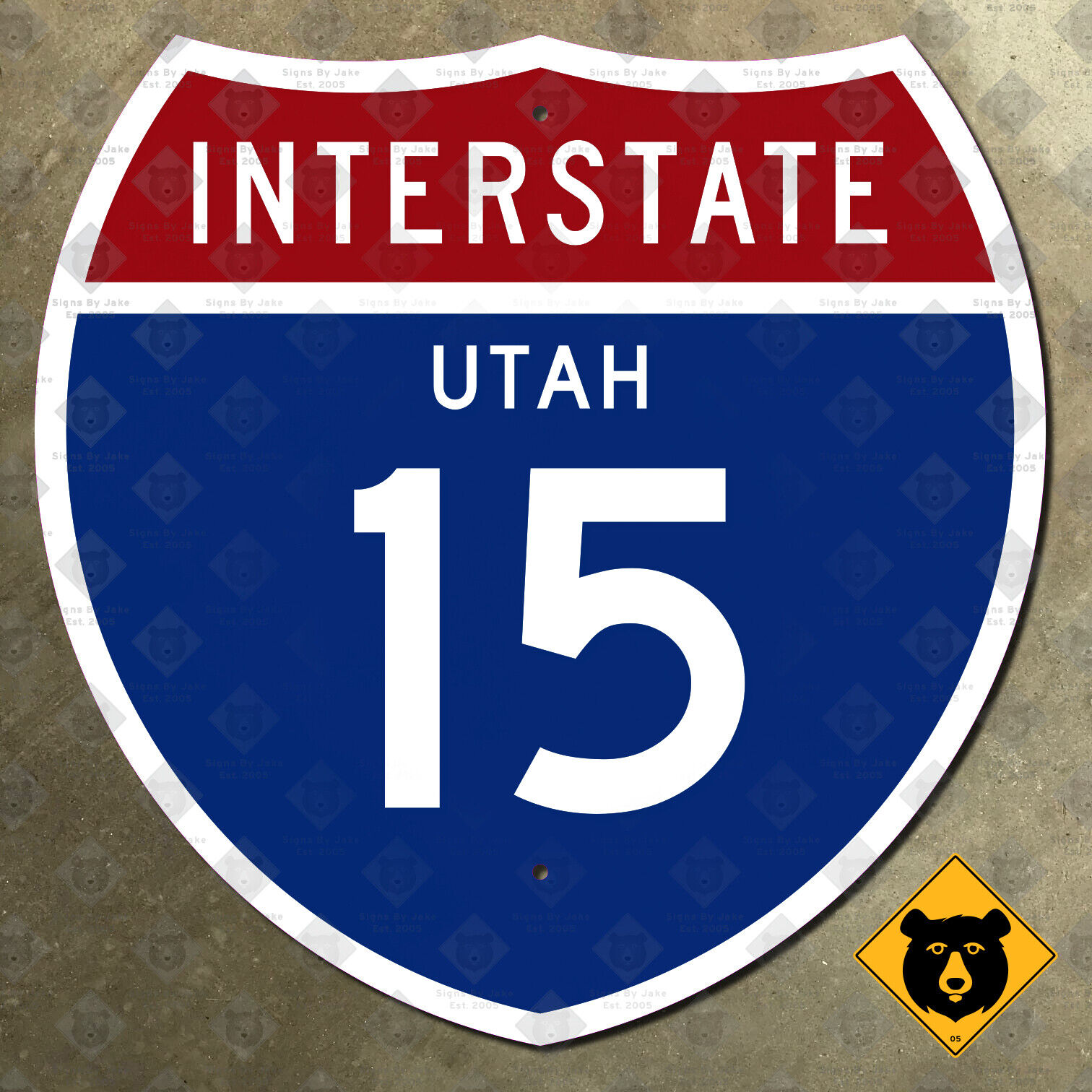 Utah Interstate 15 highway route marker road sign 1957 Salt Lake City 18x18
