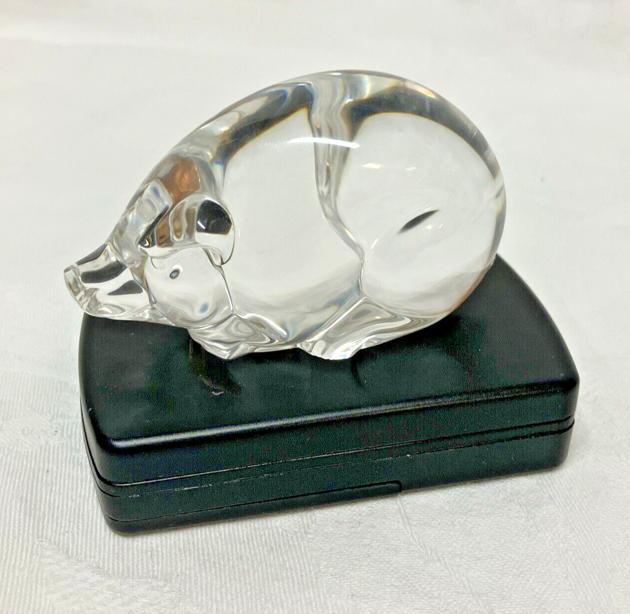 Vintage Signed Steuben Crystal Art Glass Pig Paperweight 3