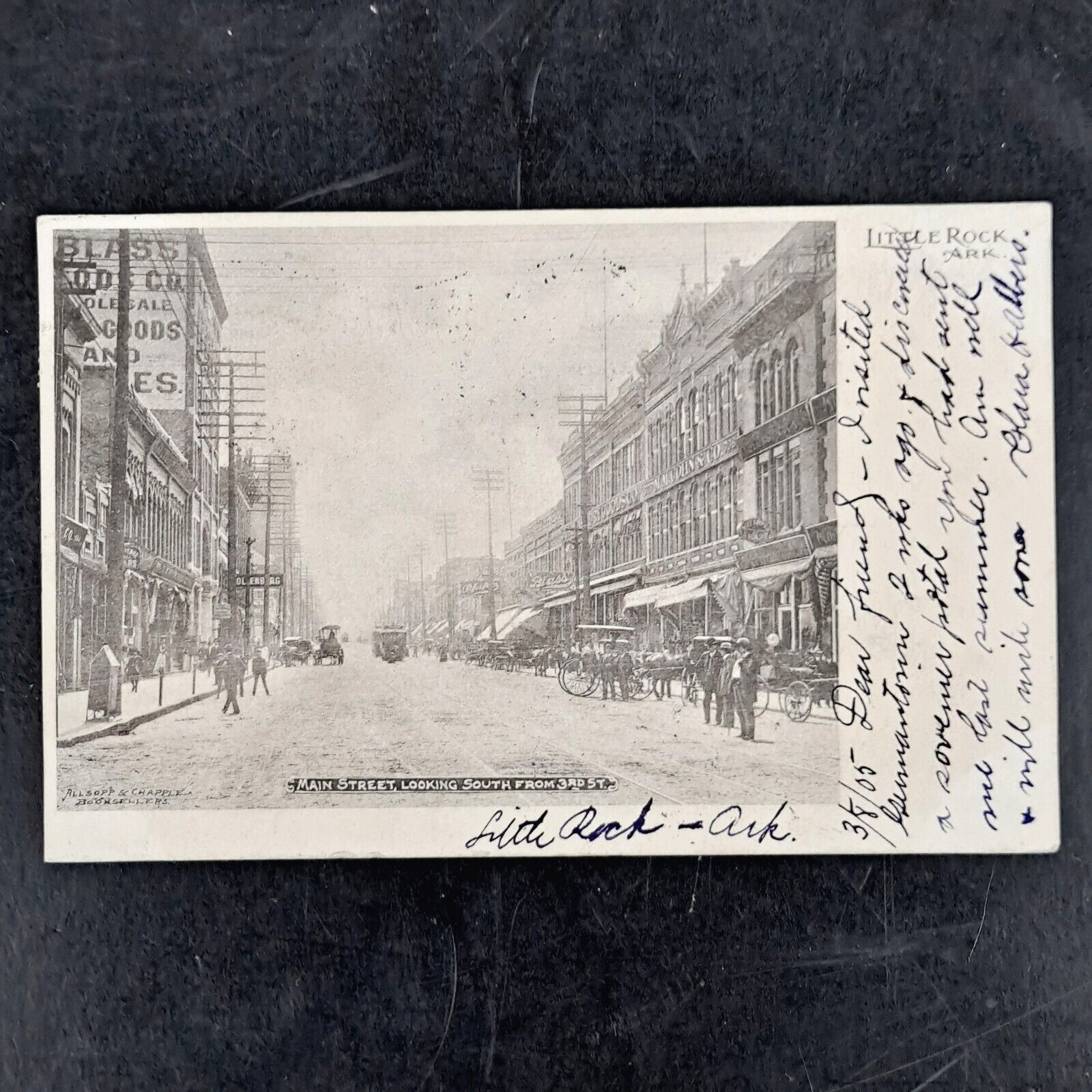ANTIQUE 1905 UDB POST CARD MAIN STREET, LITTLE ROCK, AR ARKANSAS - POSTED