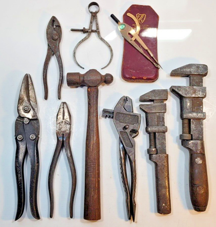 Lot Vintage Hand Tools Pliers Wrench Hammer Coes Eifel-Flash Plierench Freecut