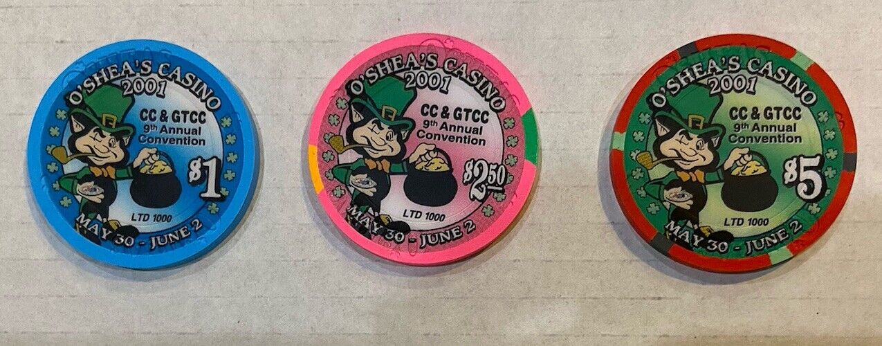 $1, $2.50, and $5 Las Vegas Oshea’s CC & GTCC Casino Chip set  - Uncirculated