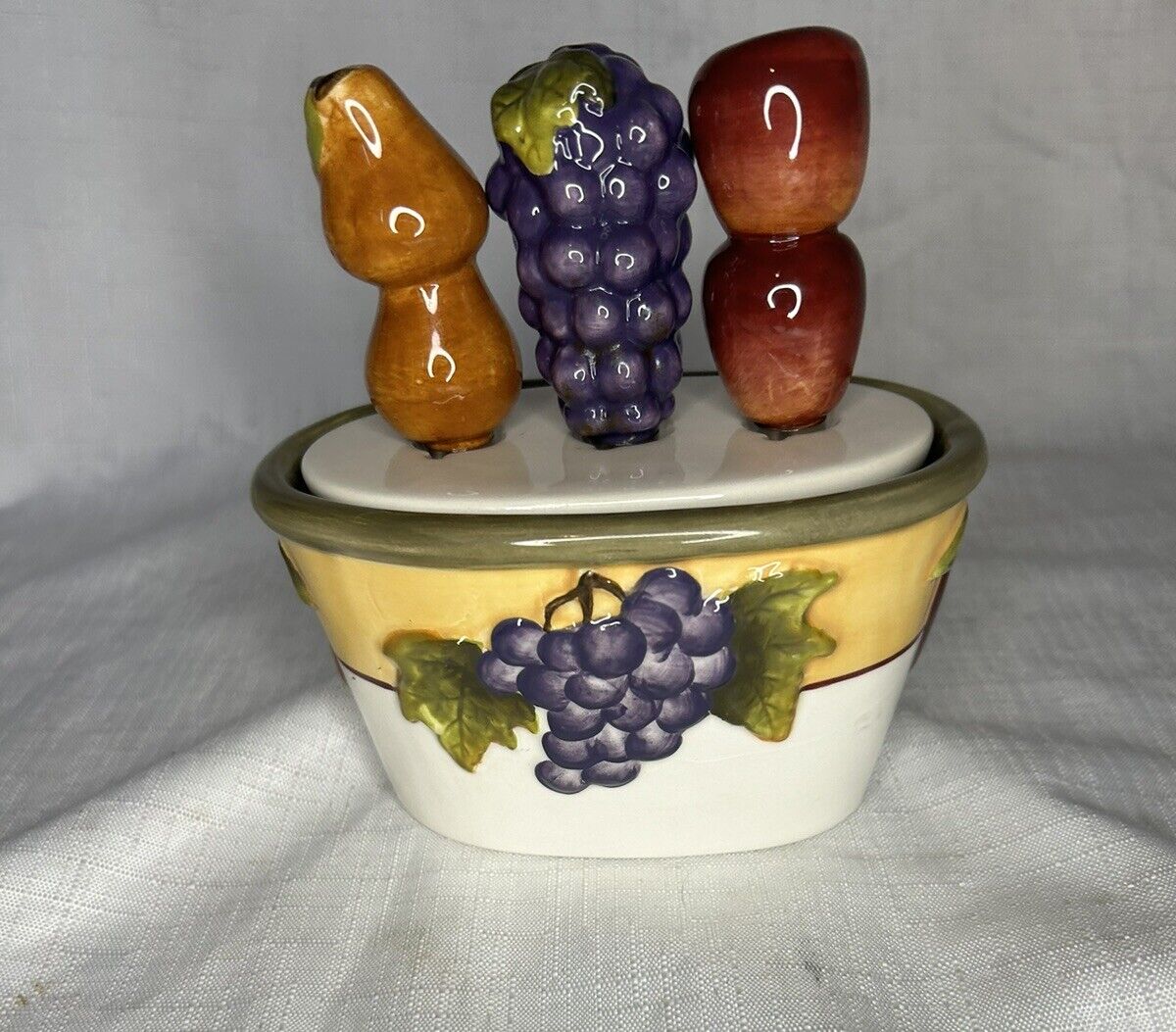 Sonoma Villa Home Interiors Spreader Knife Set Ceramic Tuscan Grape Apple Pear