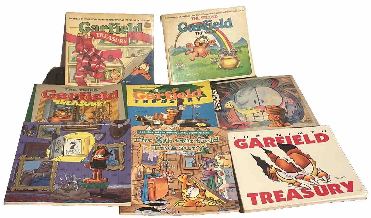 Lot of 8 Vintage Garfield Treasuries Comic Books # 1-9 **Only missing #6**