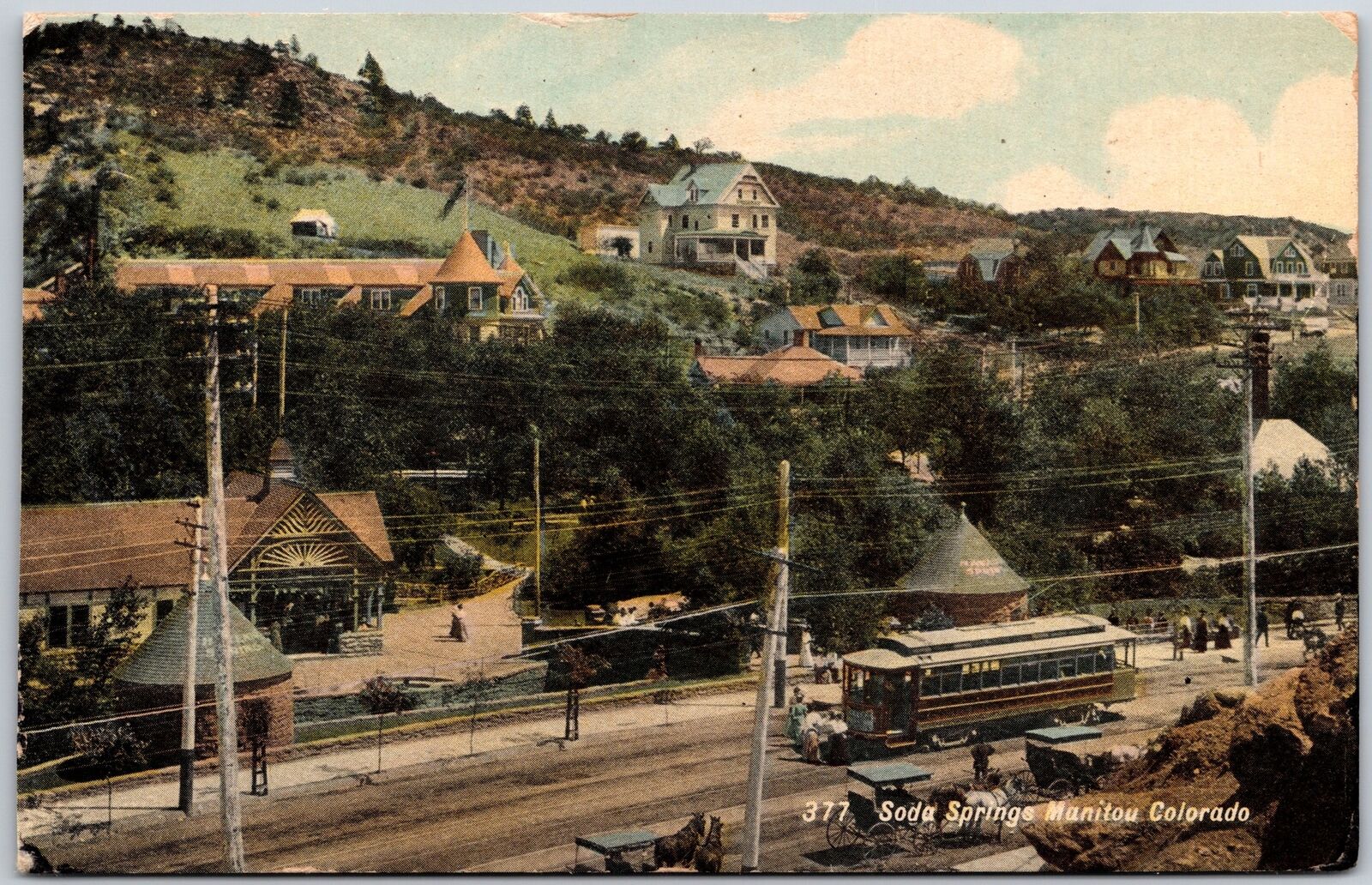 1909 Soda Springs Manitou Colorado CO Cliff House Buses Roadways Posted Postcard