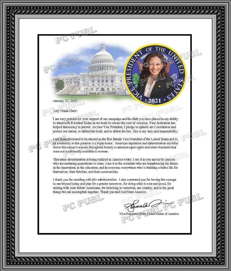 Kamala Harris Personalized Thank You Letter Photo Presidential Seal Wh House