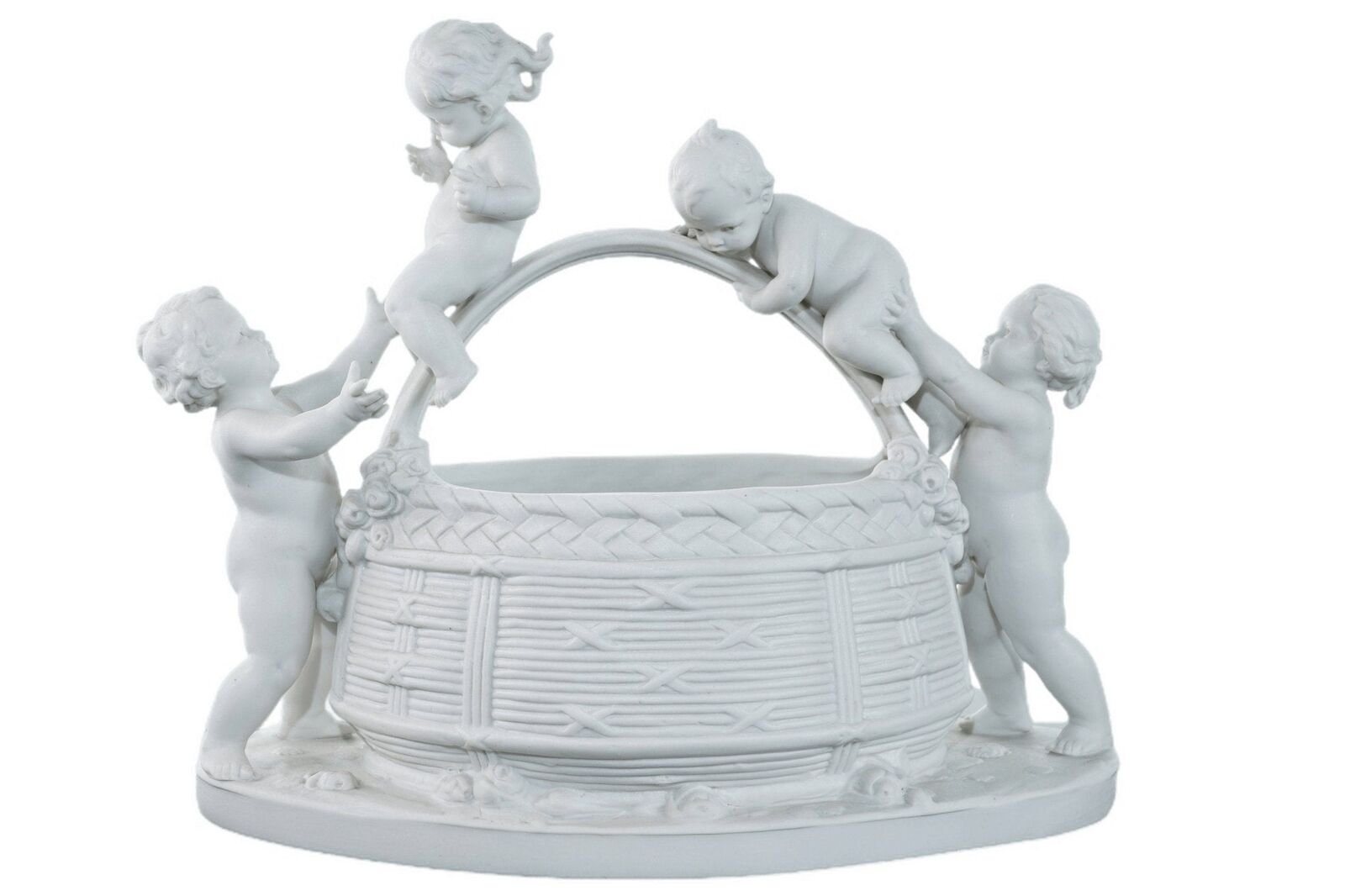 Antique Hertwig Parian Ware Porcelain centerpiece with cherubs