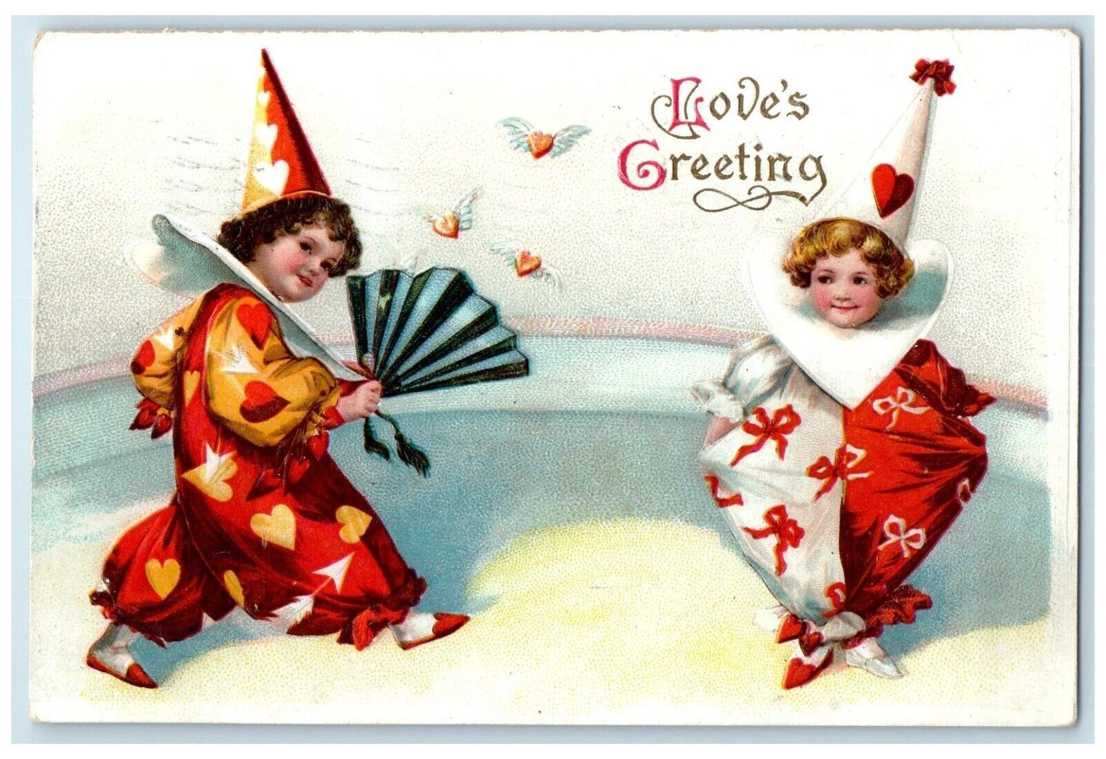 1910 Love Greeting\'s  Clown Jester Clapsaddle Antique Medford Oregon OR Postcard