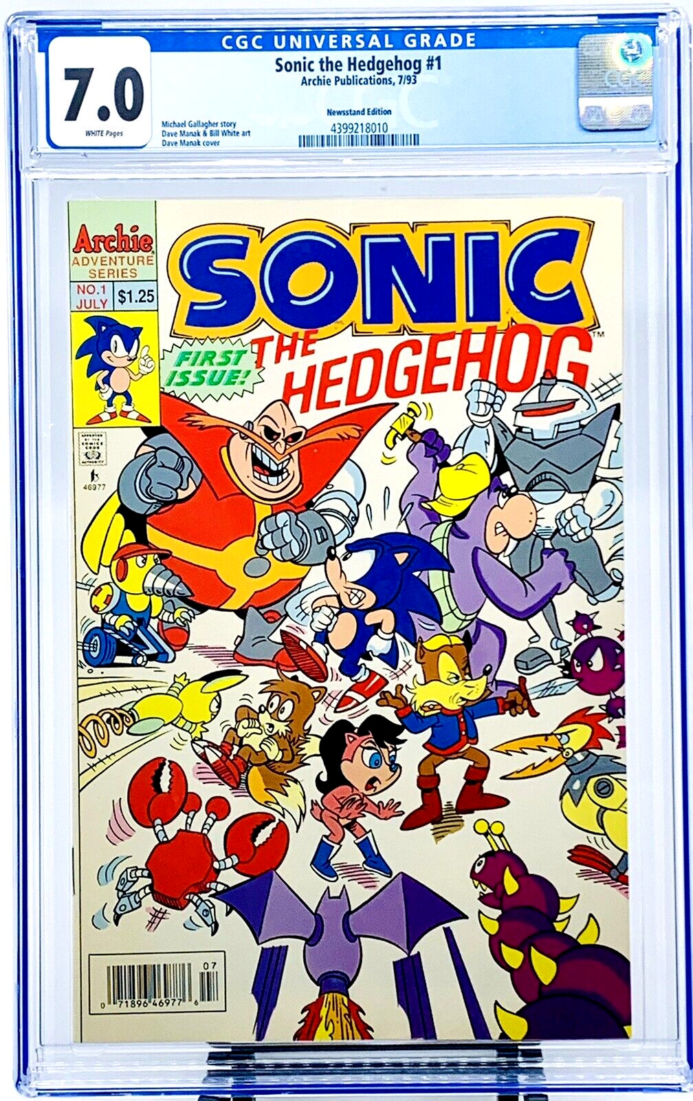 Sonic the Hedgehog #1 CGC 7.5 WP 1993 1st Issue Archie JUST GRADED CLEAR CASE