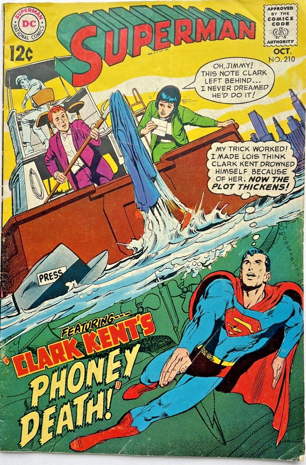 Superman #210 Oct 1968 Vintage DC Comics Nice Condition